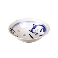 Bowl 16.8cm Cat White Blue