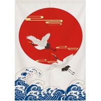 NOREN Hinomaru Tsuru Crane Curtain