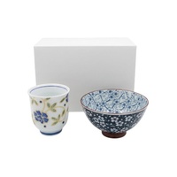 Rice Bowl & Tea Cup Flower Gift Set