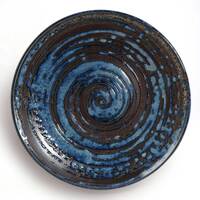 3P0259L Cobalt Blue Black Swirl Plate 
