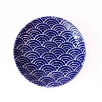 Round Plate Blue Ocean Wave 16cm