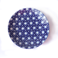 Round Plate Blue Asanoha 16cm
